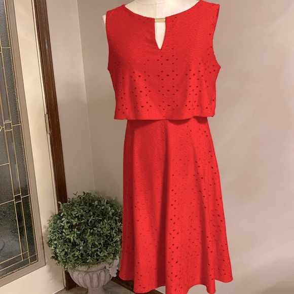 Alfani Womens Metallic Striped Knot Front Top Red Size Petite X Large main image 1